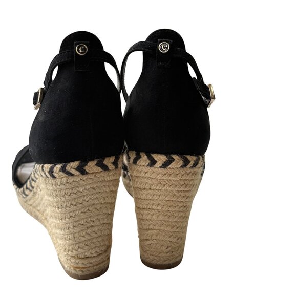 Sam Edelman Circus Black Espadrille Wedge Sandals w/ Ankle Strap & 4" Heel 10M - Picture 6 of 11